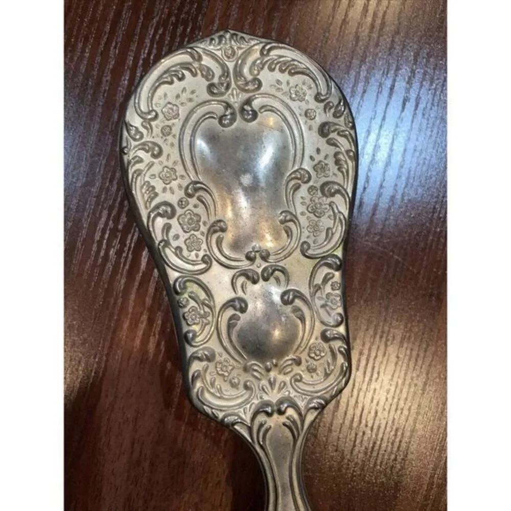 Vintage‎ Silver Plated Brush Vanity Nice Floral Heavy Ornate